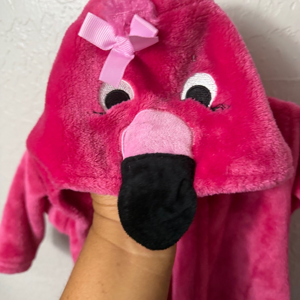 HB Kids Hot Pink Flamingo Plush Fleece Hooded Bath Robe 0-9M 57223